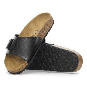 BIRKENSTOCK Catalina Birko-Flor Shiny Black Slide Sandal Buckle Size 9 NWT